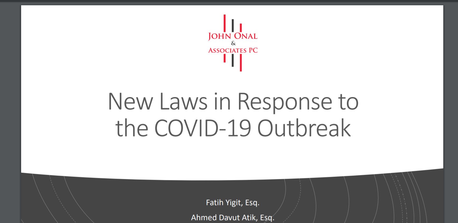 New Laws in Response to the COVID-19 Outbreak